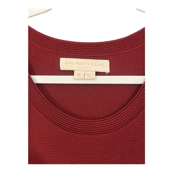 Gal Meets Glam Joan Ribbed Sleeveless‎ Deep Red Dress Size XL D01 - Picture 5 of 5